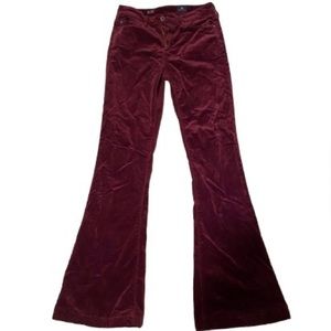 The Janis High-Rise Velvet Flare Pants in Maroon